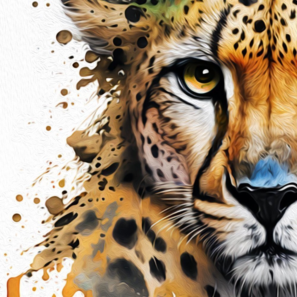 8x8 Cheetah Watercolor Oil Painting Wall Art‎ Print - Picture 4 of 6